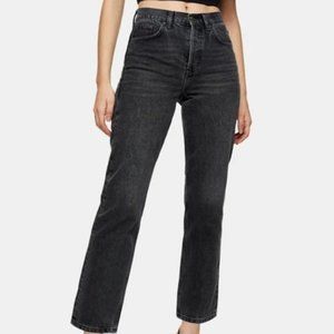 Black Washed Straight Leg Jeans